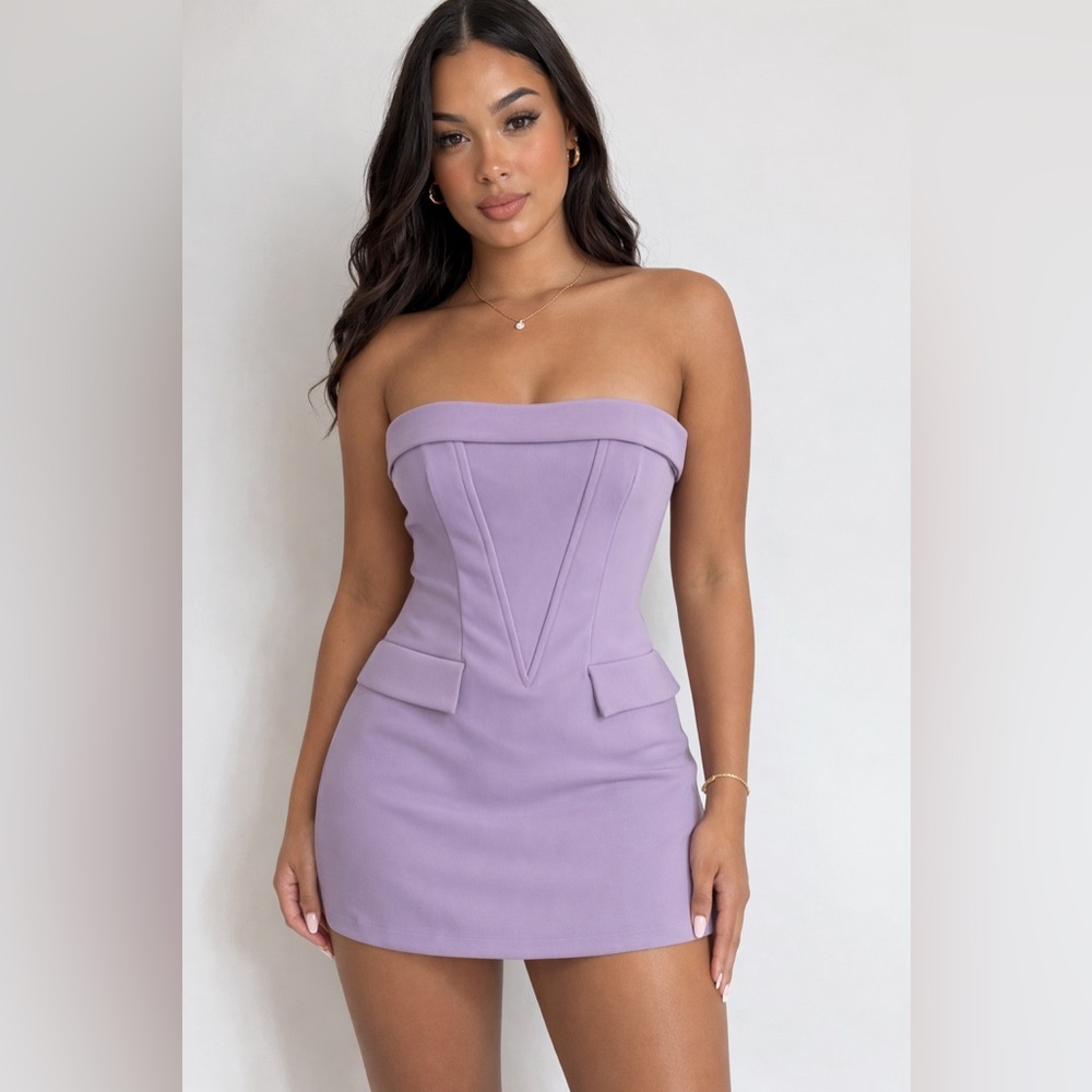 Elegant Strapless Lavender Mini Dress Size XS